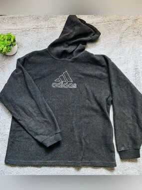 Dark Academia Cozycore Adidas Teddy Fleece Hoodie Pullover XL